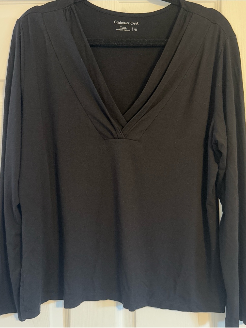 Coldwater Creek Black V-Neck Long Sleeve Top